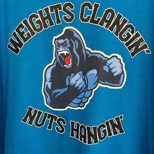 Weights Clangin’ Nuts Hangin’ Silverback Beast Gorilla Gym Rare Shirt SZ S-4XL